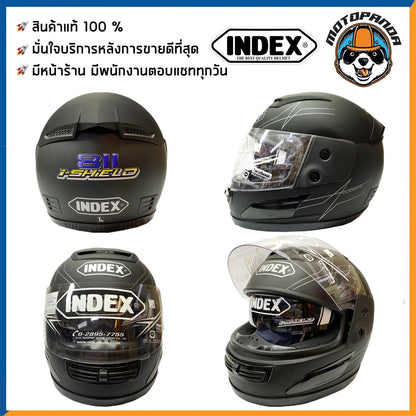 หมวกกันน็อค INDEX 811 I-Shield เต็มใบ ไซส์ L สินค้าแท้ล้านเปอร์เซ็นต์ หมวกกันน็อคเต็มใบ สีดำ ดำเงา ดำด้าน เทาด้าน ขาว