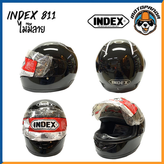 หมวกกันน็อค index811 ดำเงา เต็มใบ สินค้าแท้ล้านเปอร์เซ็นต์ สินค้ามีพร้อมส่ง สีพื้นไม่มีลาย ถูกสุดๆ ขนาดฟรีไซส์